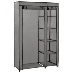 282423 Folding Wardrobe Grey 110x45x175 Cm Fabric -Garden Home 282423 folding wardrobe grey 110x45x175 cm fabric 3