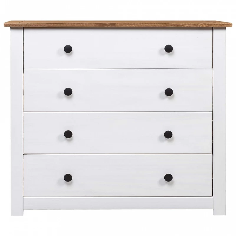 Armadietto Bianco 80x40x73 Cm In Legno Di Pino Modello Panama 2 Armadietto Bianco 80x40x73 Cm In Legno Di Pino Modello Panama - immagine 2