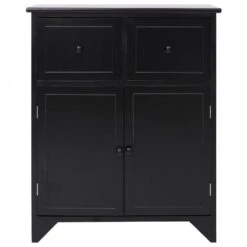 Armadietto Nero 60x30x75 Cm In Legno Di Paulownia -Garden Home armadietto nero 60x30x75 cm in legno di paulownia 1