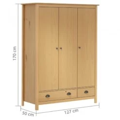 Armadio A 3 Ante Hill Range 127x50x170cm Legno Massello Di Pino -Garden Home armadio a 3 ante hill range 127x50x170cm legno massello di pino 6
