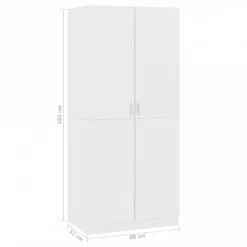 Armadio Bianco 80x52x180 Cm In Legno Multistrato -Garden Home armadio bianco 80x52x180 cm in legno multistrato 7