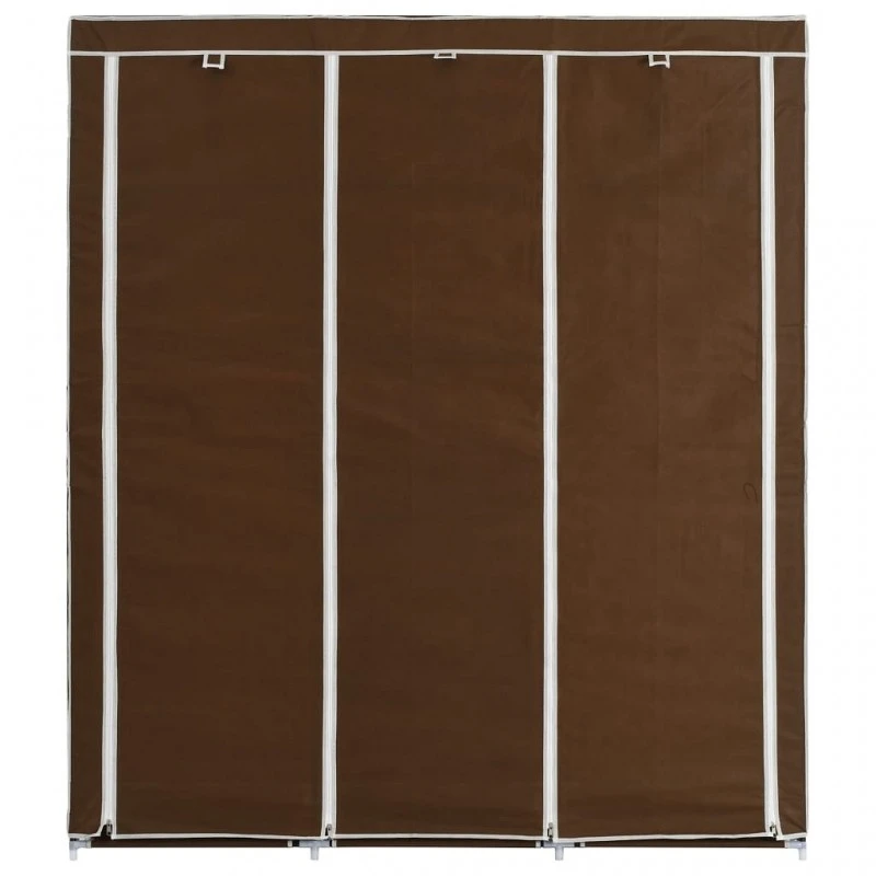 Armadio Con Scomparti E Aste Marrone 150x45x175 Cm In Tessuto 5 Armadio Con Scomparti E Aste Marrone 150x45x175 Cm In Tessuto - immagine 5