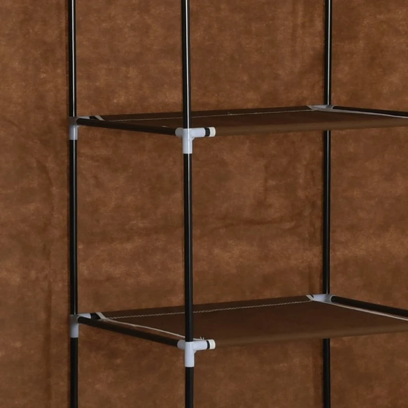 Armadio Con Scomparti E Aste Marrone 150x45x175 Cm In Tessuto 6 Armadio Con Scomparti E Aste Marrone 150x45x175 Cm In Tessuto - immagine 6