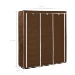 Armadio Con Scomparti E Aste Marrone 150x45x175 Cm In Tessuto 19 Armadio Con Scomparti E Aste Marrone 150x45x175 Cm In Tessuto -Garden Home armadio con scomparti e aste marrone 150x45x175 cm in tessuto 9