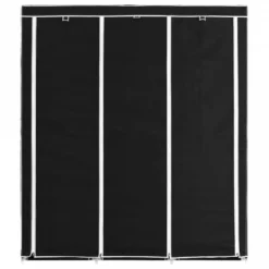 Armadio Con Scomparti E Aste Nero 150x45x175 Cm In Tessuto -Garden Home armadio con scomparti e aste nero 150x45x175 cm in tessuto 2