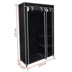 Armadio Guardaroba Pieghevole Nero 110 X 45 X 175 Cm -Garden Home armadio guardaroba pieghevole nero 110 x 45 x 175 cm 7