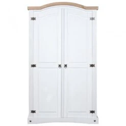 Armadio In Legno Di Pino Messicano Corona 2 Ante Bianco -Garden Home armadio in legno di pino messicano corona 2 ante bianco 1