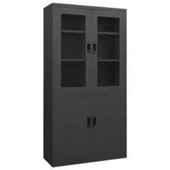 Armadio Per Ufficio Antracite 90x40x180 Cm In Acciaio