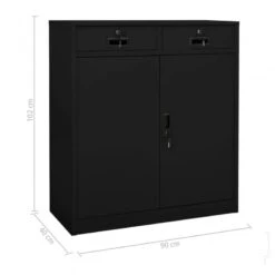 Armadio Per Ufficio Nero 90x40x102 Cm In Acciaio -Garden Home armadio per ufficio nero 90x40x102 cm in acciaio 9