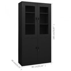 Armadio Per Ufficio Nero 90x40x180 Cm In Acciaio -Garden Home armadio per ufficio nero 90x40x180 cm in acciaio 7