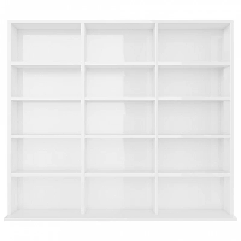 Armadio Porta CD Bianco Lucido 102x23x89,5 Cm In Truciolato 4 Armadio Porta CD Bianco Lucido 102x23x89,5 Cm In Truciolato - immagine 4