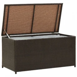 Baule Da Giardino In Polyrattan 100x50x50 Cm Marrone