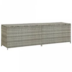 Baule Da Giardino In Polyrattan 200x50x60 Cm Grigio