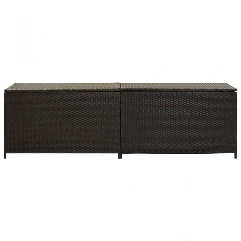 Baule Da Giardino In Polyrattan 200x50x60 Cm Marrone 2 Baule Da Giardino In Polyrattan 200x50x60 Cm Marrone - immagine 2