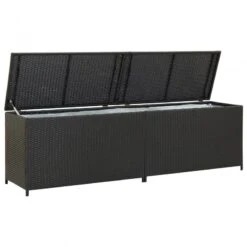 Baule Da Giardino In Polyrattan 200x50x60 Cm Nero