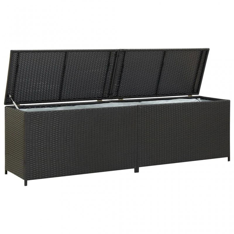 Baule Da Giardino In Polyrattan 200x50x60 Cm Nero 1 Baule Da Giardino In Polyrattan 200x50x60 Cm Nero