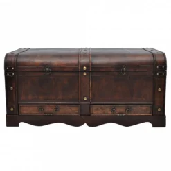 Baule Del Tesoro In Legno Grande Nero -Garden Home baule del tesoro vintage grande marrone tavolino caffe 3