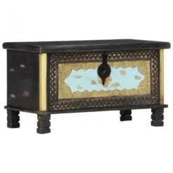 Baule Nero 80x40x45 Cm In Legno Massello Di Mango 10 Baule Nero 80x40x45 Cm In Legno Massello Di Mango -Garden Home baule nero 80x40x45 cm in legno massello di mango 2