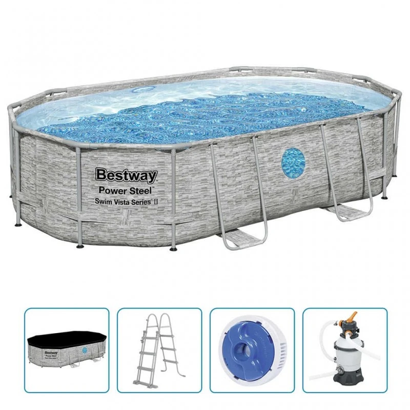 Bestway Set Piscina Power Steel 488x305x107 Cm 2 Bestway Set Piscina Power Steel 488x305x107 Cm - immagine 2