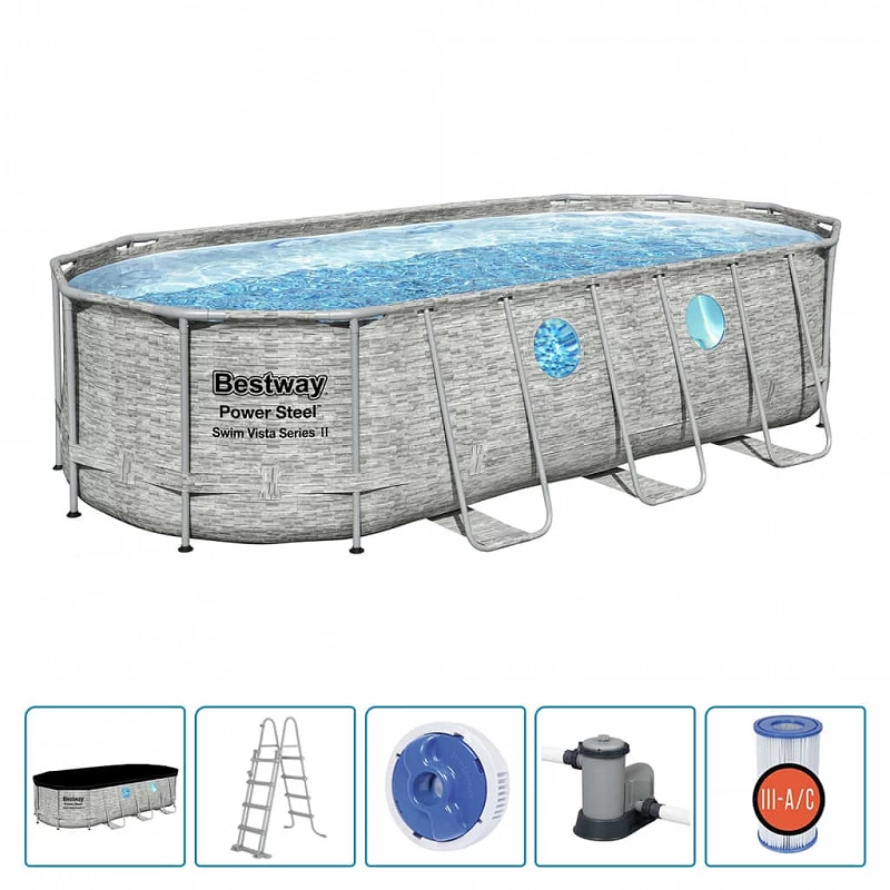Bestway Set Piscina Power Steel Swim Serie Vista 549x274x122 Cm 2 Bestway Set Piscina Power Steel Swim Serie Vista 549x274x122 Cm - immagine 2