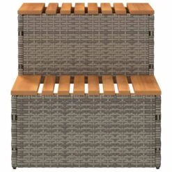 Bordo Per Vasca Idromassaggio Grigio Polyrattan&Massello Acacia -Garden Home bordo per vasca idromassaggio grigio polyrattanmassello acacia 3