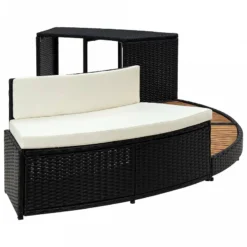 Bordo Spa Nero In Polyrattan E Legno D'Acacia -Garden Home bordo spa nero in polyrattan e legno d acacia 3