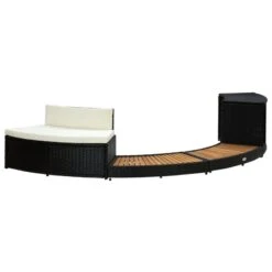 Bordo Spa Nero Polyrattan E Legno Massello Di Acacia -Garden Home bordo spa nero polyrattan e legno massello di acacia 2