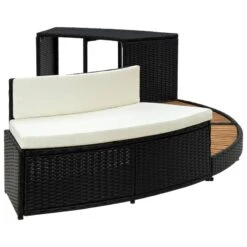 Bordo Spa Nero Polyrattan E Legno Massello Di Acacia -Garden Home bordo spa nero polyrattan e legno massello di acacia 3