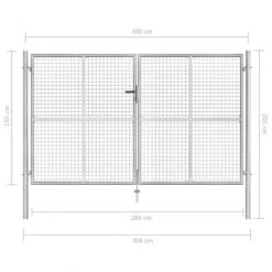Cancello Per Giardino In Acciaio Zincato 306x200 Cm Argento -Garden Home cancello per giardino in acciaio zincato 306x200 cm argento 4