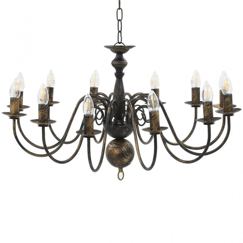 Candelabro Stile Anticato Nero 12 Lampadine E14 2 Candelabro Stile Anticato Nero 12 Lampadine E14 - immagine 2