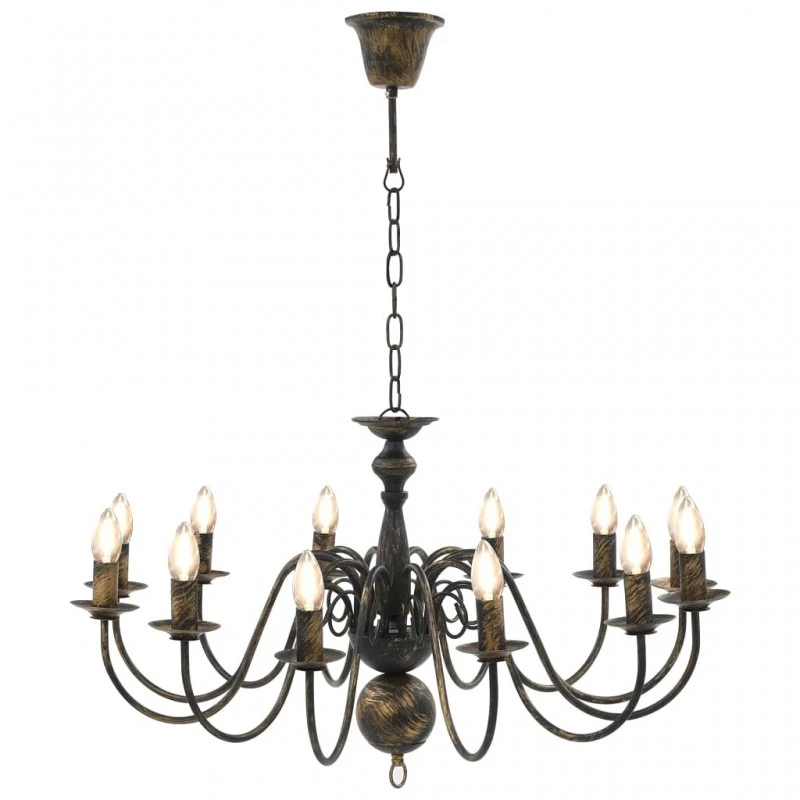 Candelabro Stile Anticato Nero 12 Lampadine E14 3 Candelabro Stile Anticato Nero 12 Lampadine E14 - immagine 3