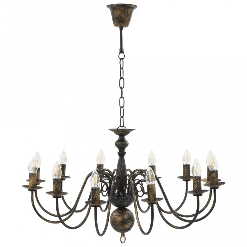 Candelabro Stile Anticato Nero 12 Lampadine E14 4 Candelabro Stile Anticato Nero 12 Lampadine E14 - immagine 4