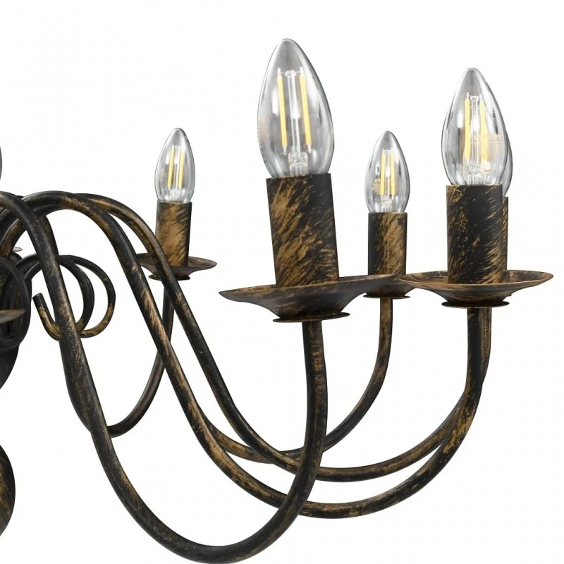 Candelabro Stile Anticato Nero 12 Lampadine E14 6 Candelabro Stile Anticato Nero 12 Lampadine E14 - immagine 6