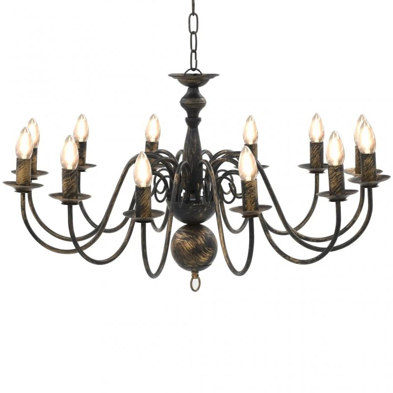 Candelabro Stile Anticato Nero 12 Lampadine E14 1 Candelabro Stile Anticato Nero 12 Lampadine E14