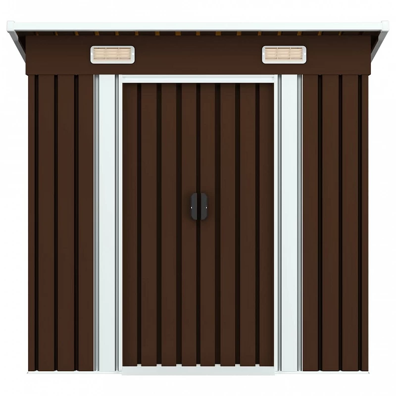 Capanno Attrezzi Da Giardino Marrone 194x121x181 Cm In Acciaio 2 Capanno Attrezzi Da Giardino Marrone 194x121x181 Cm In Acciaio - immagine 2