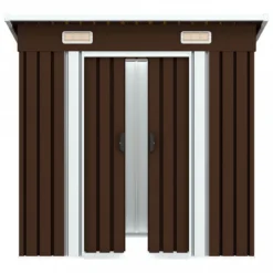 Capanno Attrezzi Da Giardino Marrone 194x121x181 Cm In Acciaio 10 Capanno Attrezzi Da Giardino Marrone 194x121x181 Cm In Acciaio -Garden Home capanno attrezzi da giardino marrone 194x121x181 cm in acciaio 2