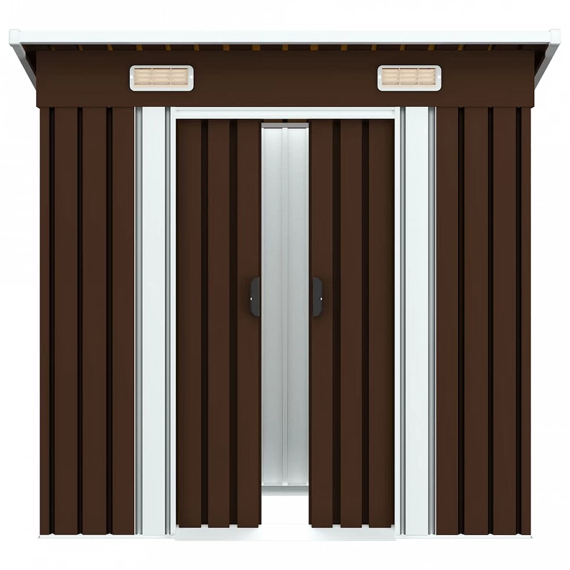 Capanno Attrezzi Da Giardino Marrone 194x121x181 Cm In Acciaio 3 Capanno Attrezzi Da Giardino Marrone 194x121x181 Cm In Acciaio - immagine 3