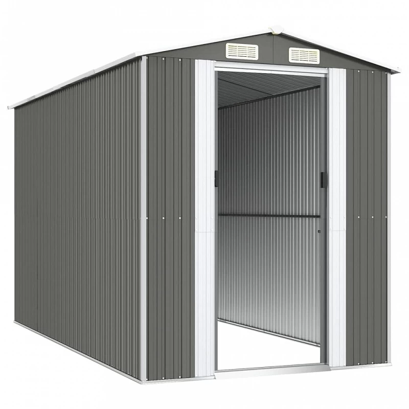 Capanno Da Giardino Grigio Chiaro 192x357x223cm Acciaio Zincato 4 Capanno Da Giardino Grigio Chiaro 192x357x223cm Acciaio Zincato - immagine 4