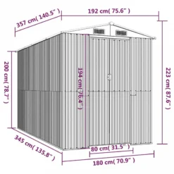Capanno Da Giardino Grigio Chiaro 192x357x223cm Acciaio Zincato 15 Capanno Da Giardino Grigio Chiaro 192x357x223cm Acciaio Zincato -Garden Home capanno da giardino grigio chiaro 192x357x223cm acciaio zincato 7