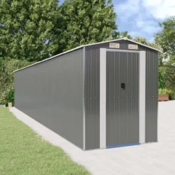 Capanno Giardino Grigio Chiaro 192x1021x223 Cm Acciaio Zincato