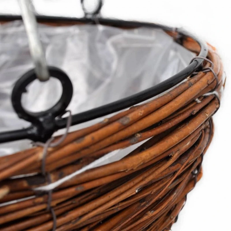 Cestino Pendente Tondo In Salice 4 Pezzi Con Fodera E Catena 5 Cestino Pendente Tondo In Salice 4 Pezzi Con Fodera E Catena - immagine 5