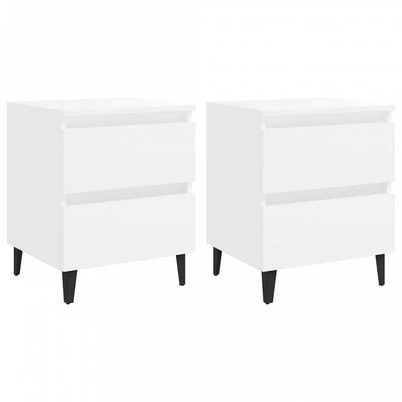 Comodini 2 Pz Bianco Lucido 40x35x50 Cm In Legno Multistrato 2 Comodini 2 Pz Bianco Lucido 40x35x50 Cm In Legno Multistrato - immagine 2