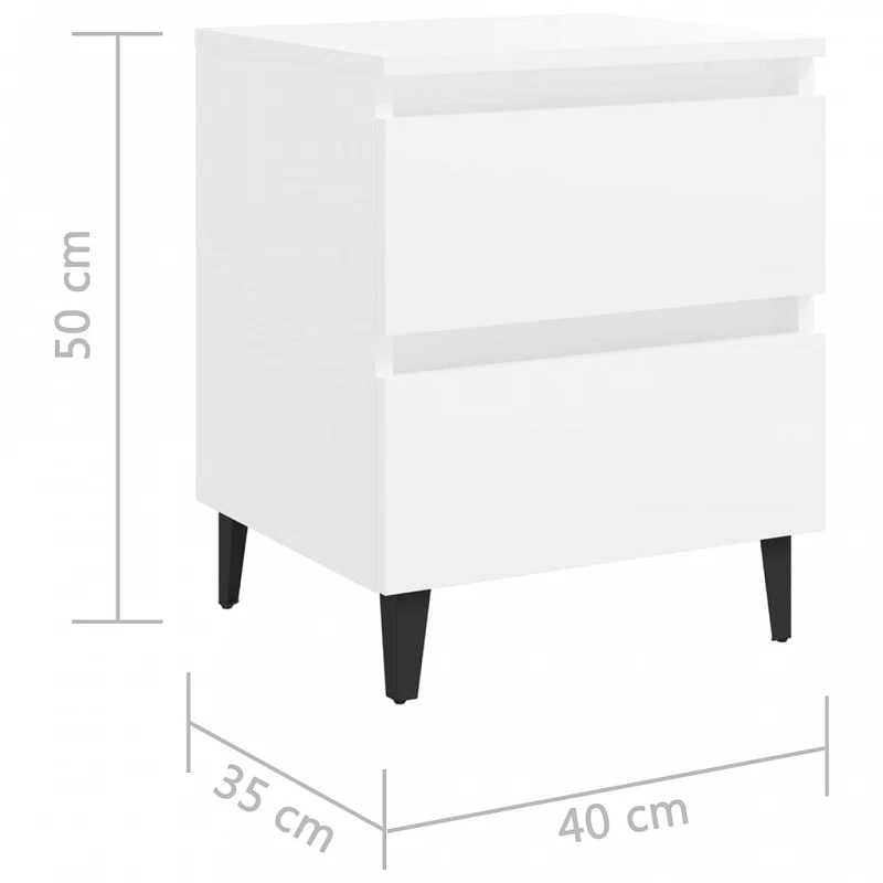 Comodini 2 Pz Bianco Lucido 40x35x50 Cm In Legno Multistrato 8 Comodini 2 Pz Bianco Lucido 40x35x50 Cm In Legno Multistrato - immagine 8