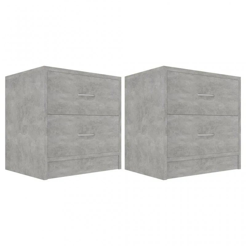 Comodini 2 Pz Grigio Calcestruzzo 40x30x40 Cm In Truciolato 2 Comodini 2 Pz Grigio Calcestruzzo 40x30x40 Cm In Truciolato - immagine 2