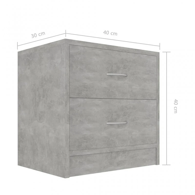 Comodini 2 Pz Grigio Calcestruzzo 40x30x40 Cm In Truciolato 7 Comodini 2 Pz Grigio Calcestruzzo 40x30x40 Cm In Truciolato - immagine 7