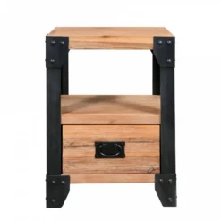 Comodini 2 Pz Legno Massello Di Acacia E Acciaio 40x30x54 Cm -Garden Home comodini 2 pz legno massello di acacia e acciaio 40x30x54 cm 1