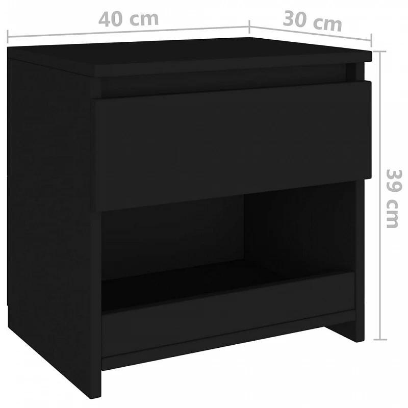 Comodini 2 Pz Nero 40x30x39 Cm In Truciolato 8 Comodini 2 Pz Nero 40x30x39 Cm In Truciolato - immagine 8