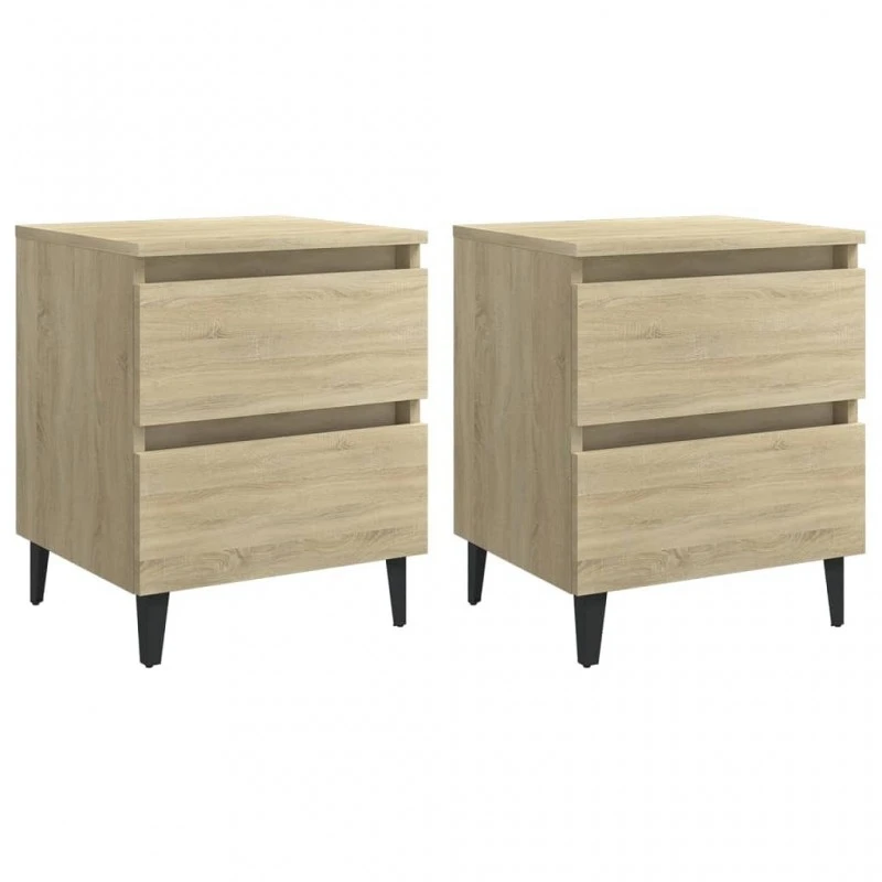 Comodini 2 Pz Rovere Sonoma 40x35x50 Cm In Truciolato 2 Comodini 2 Pz Rovere Sonoma 40x35x50 Cm In Truciolato - immagine 2
