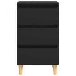 Comodini Con Gambe In Legno Massello 2 Pz Neri 40x35x69 Cm -Garden Home comodini con gambe in legno massello 2 pz neri 40x35x69 cm 4