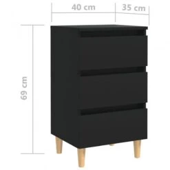 Comodini Con Gambe In Legno Massello 2 Pz Neri 40x35x69 Cm -Garden Home comodini con gambe in legno massello 2 pz neri 40x35x69 cm 6